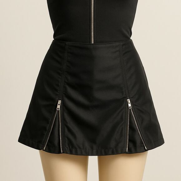 Vintage Dresses & Skirts - Y2K Luella For Target Black Mini Skirt Zippered Crinoline Sz 7 Whimsigoth Punk